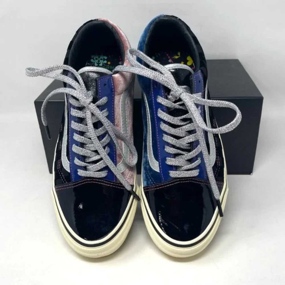 Vans Og Old Skool Lx Black Skateboarding Women Velvet Patent Leather VN0A38FW03E